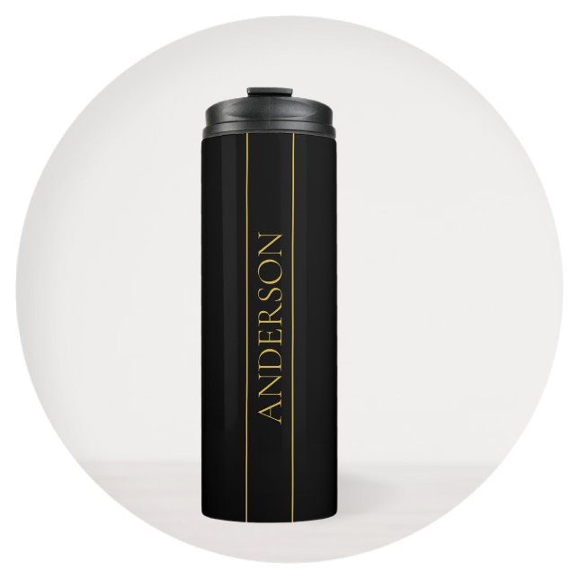 Classy Customisable Gold Text & Lines Thermal Tumbler (Creator Uploaded)