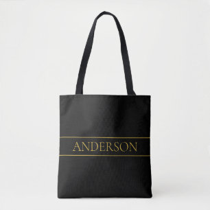 Classy Customisable Gold Text & Lines Tote Bag
