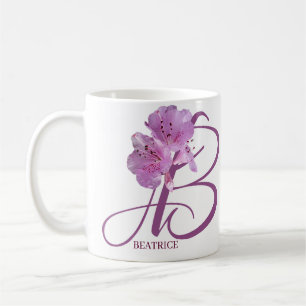 Classy Customizable B monogram pink rose flowers  Coffee Mug