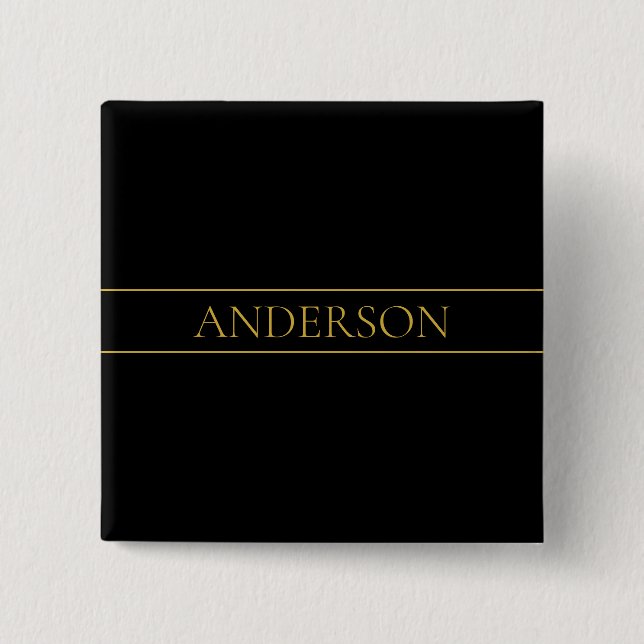 Classy Customizable Gold Text & Lines 15 Cm Square Badge (Front)