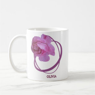 Classy Customizable O monogram pink rose flowers Coffee Mug