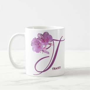 Classy Customizable T monogram pink rose flowers C Coffee Mug