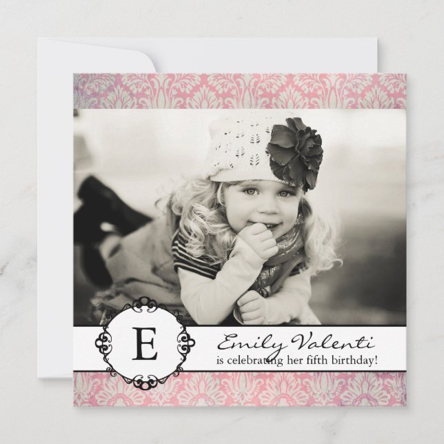 Classy Damask Birthday Party Invitation (Front)