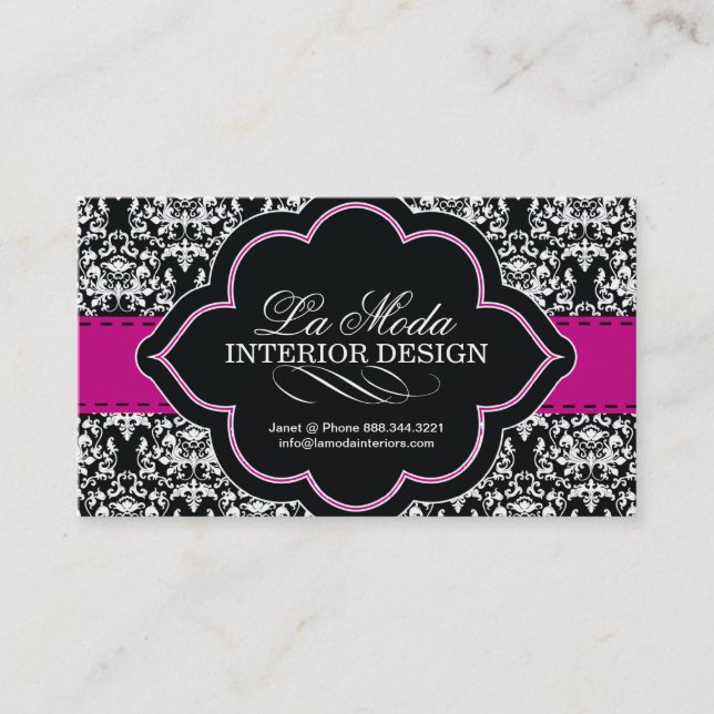 Classy Damask Business Card (Front)