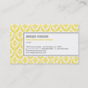 Classy Damask Business Card - Lemon
