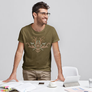 Classy Damask Geometric Flora With Branches T-Shirt