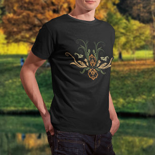 Classy Damask Geometric Flora With Branches  T-Shirt