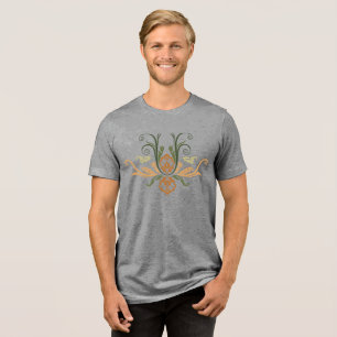 Classy Damask Geometric Flora With Branches Tri-Blend Shirt