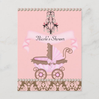 Classy DAMASK GIRL BABY Shower INVITATIONS