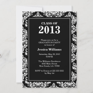 Classy Damask Graduation Invitation