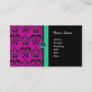 CLASSY DAMASK MONOGRAM ,black sapphire Business Card