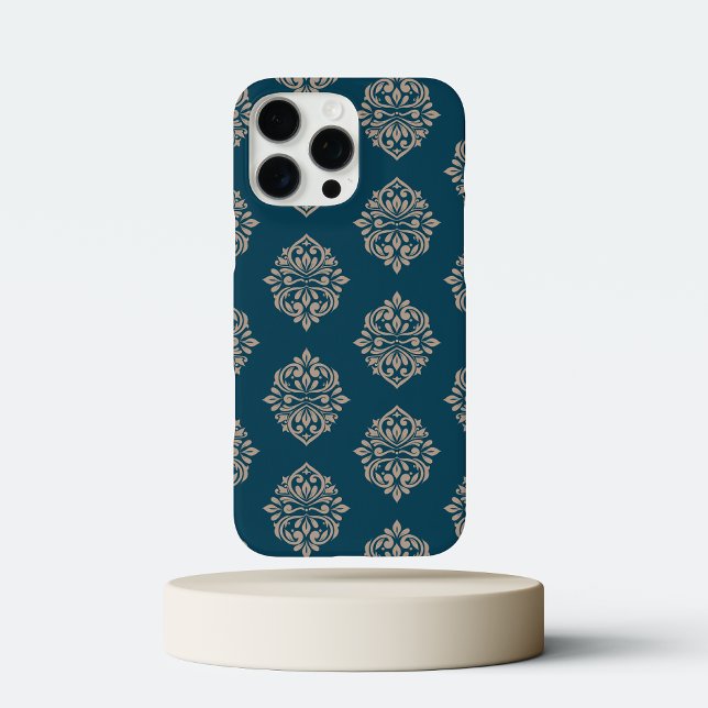 Classy Damask Regency Midnight Green & Beige Case-Mate iPhone Case (Creator Uploaded)