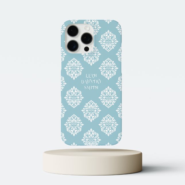 Classy Damask Regency Pale Cerulean Case-Mate iPhone Case (Creator Uploaded)