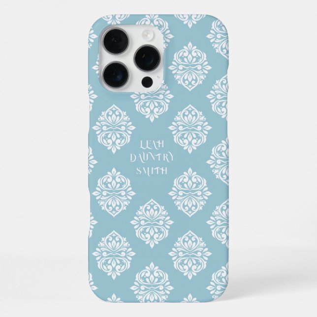 Classy Damask Regency Pale Cerulean iPhone Case (Back)