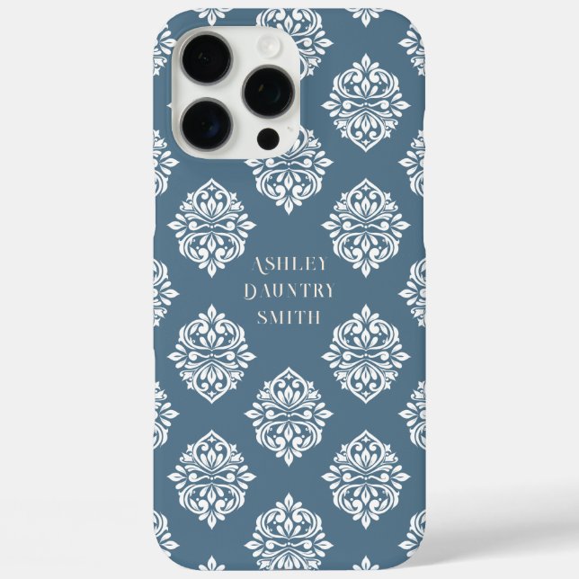Classy Damask Regency Teal Grey Case-Mate iPhone Case (Back)