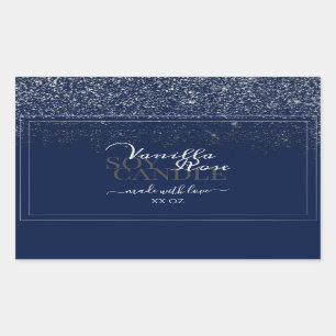 Classy Dark Blue & Silver Product Packaging Labels