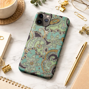 Classy Dark Blue Turquoise Paisley Floral Pattern iPhone 11 Pro Max Case