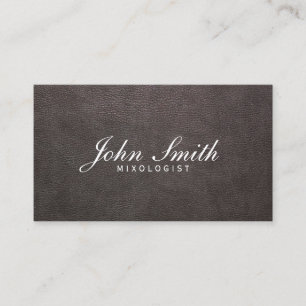 Classy Dark Leather Mixologist Business Card