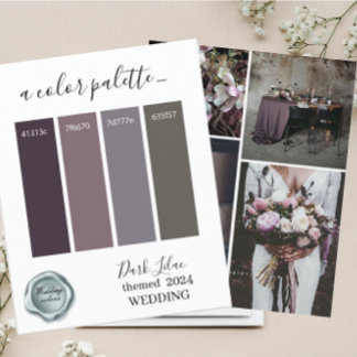 Classy Dark Lilac Wedding colours Palette Card 2