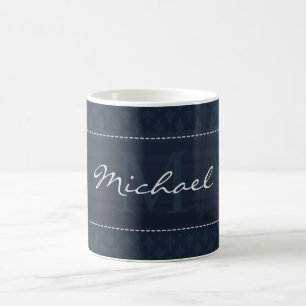Classy Dark Navy Blue Custom Monogram Coffee Mug