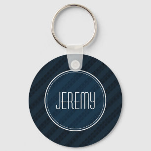 Classy Dark Navy Custom Monogram Version 2.0 Key Ring