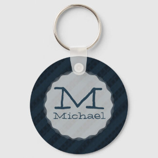 Classy Dark Navy Custom Monogram Version 2.1 Key Ring