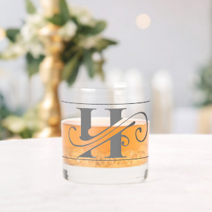 Classy Decorative Initial H Whiskey Glass