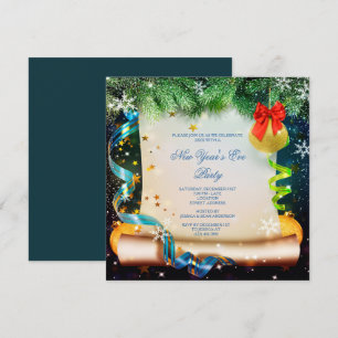 Classy Decorative New Year's Eve Party Scroll Invitation