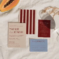 Classy Deep Red Blue Whimsical Modern Wedding