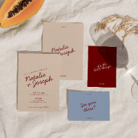 Classy Deep Red Blue Whimsical Unique Wedding