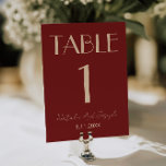 Classy Deep Red Cream Fancy Wedding Table Number<br><div class="desc">Classy and elegant whimsical cream and deep red wedding table numbers. As you see it features a burgundy background with cream beige script that match the whole suite.</div>
