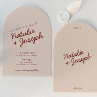 Classy Deep Red Cream Whimsical Arched Wedding