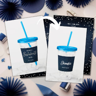 Classy Denim Diamonds Bachelorette Personalised Acrylic Tumbler