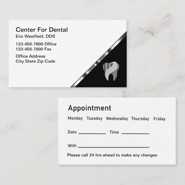 Classy Dentist Office Appointment Reminder  Card (Front/Back)