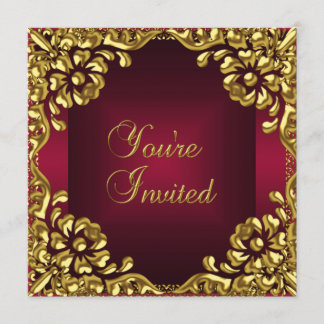Classy Design Party Invite Gold Burgundy Red