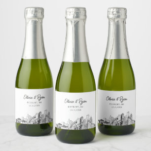 Classy Detroit Wedding Favour Custom Mini  Sparkling Wine Label