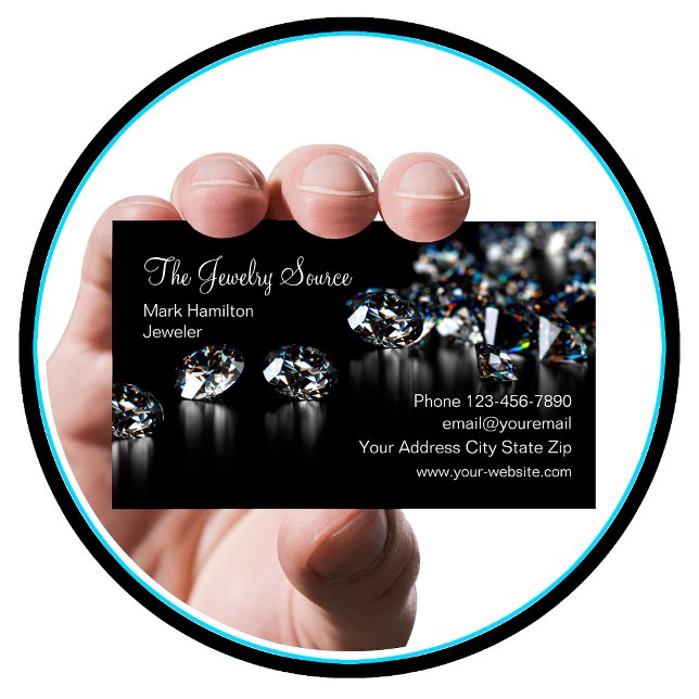 Classy Diamond Jeweller Jewellery Store Business Card (Creator Uploaded)