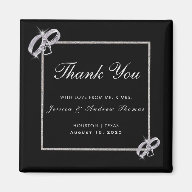 Classy Diamond Silver Wedding Rings Wedding Magnet (Front)