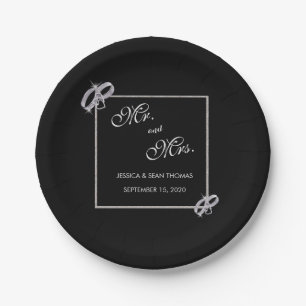 Classy Diamond Silver Wedding Rings Wedding Paper Plate