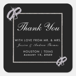 Classy Diamond Silver Wedding Rings Wedding Square Sticker