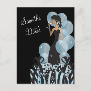 Classy Diva Girl's Party   Save the Date   Blue Announcement Postcard