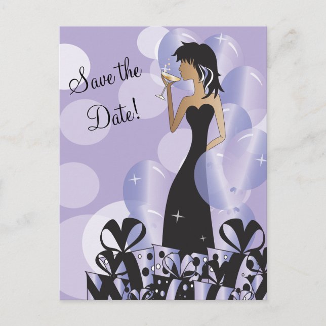 Classy Diva Girl's Party | Save the Date |  Purple Announcement Postcard (Front)