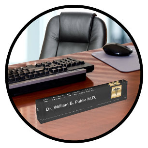 Classy Doctor Office Gold Caduceus Nameplate