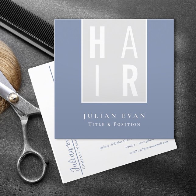 Classy Dusty Blue Hairdresser Business Card (Creator Uploaded)