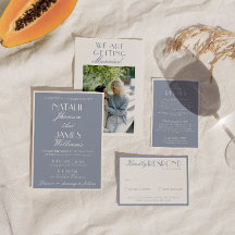 Classy Dusty Blue Old Money Retro Classic Wedding 