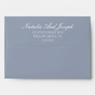 Classy Dusty Blue Old Money Retro Wedding Envelope