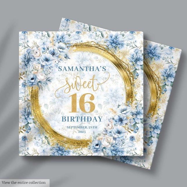 Classy Dusty Blue Sweet Sixteen Guest Sign In Book (Classy Dusty Blue Sweet Sixteen Guest Sign In Book)