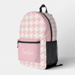 Classy Dusty Rose Blush Pink Houndstooth Pattern Printed Backpack