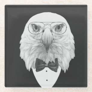 Classy Eagle Portrait Glass Coaster