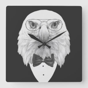 Classy Eagle Portrait Square Wall Clock